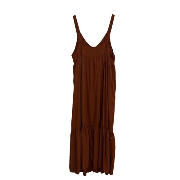 SO Boho Dress Size XXL Brown Tier Button Front Sleeveless Midi - Picture 2 of 8